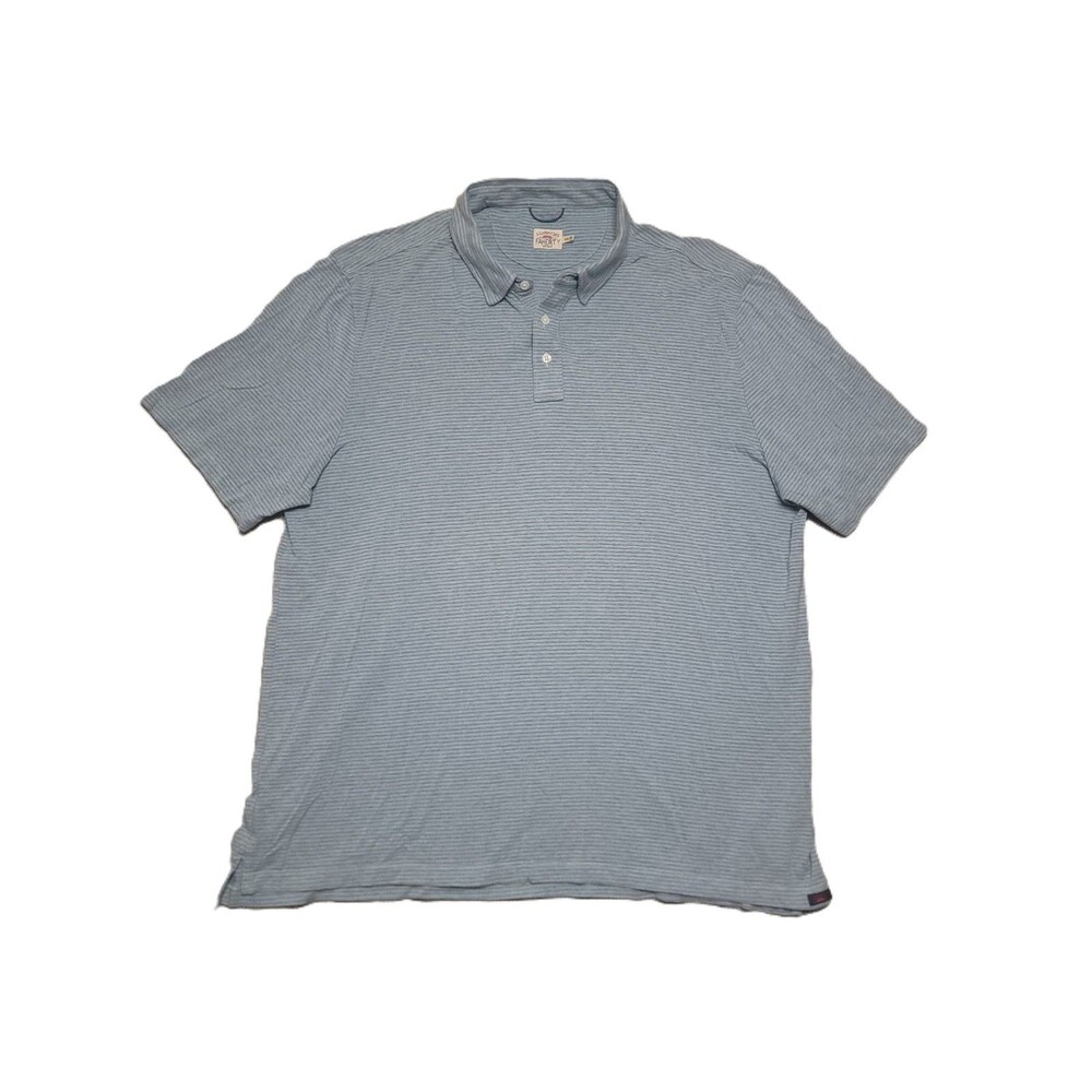 Faherty Brand Movement Polo Shirt Mens XXL Stretch Blue Striped Short Sleeve